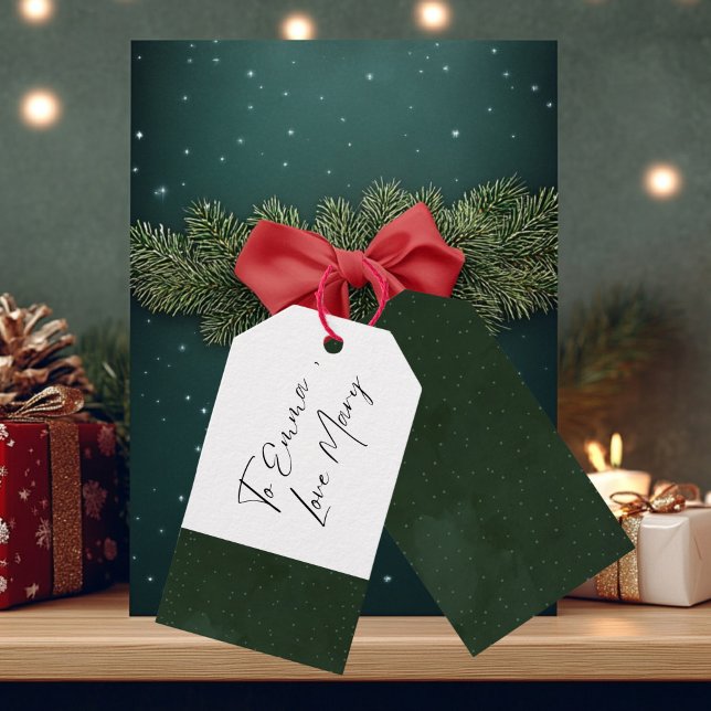 Grün & Sterne Weihnachten Geschenkanhänger (Green Polk a Dot Gift Tag)