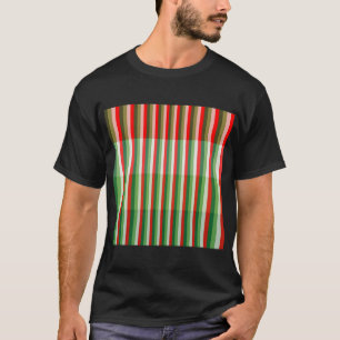 Grün, Sternweiß und Rot gestreiftes Overlay-Muster T-Shirt