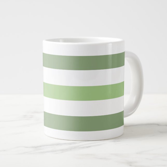 Grün Stripes horizontale riesige Tasse (Vorderseite Rechts)