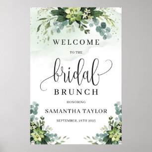 Grün Sukkulente Gold Braut-Brunch-Willkommensschil Poster