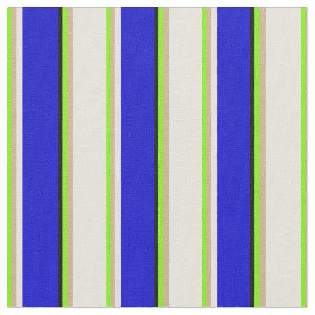 Grün, Tan, Beige, Blau und Schwarz Stoff (Nahaufnahme)
