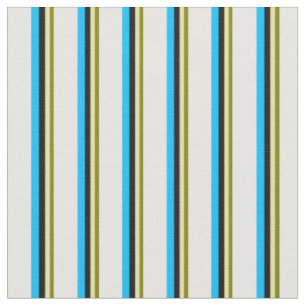 Grün, Tan, Schwarz, tiefblaue und weiße Linien Stoff