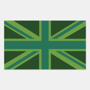 Grün Türkis Union Jack Flaggenstil Hintergrund Rechteckiger Aufkleber