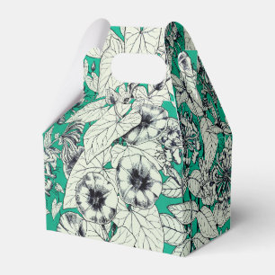 Grün Türkis Weiß Grafik Blumen Muster Geschenkschachtel