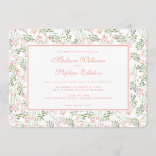 Grün-u. Rosa-botanisches Aquarell - Hochzeit Einladung