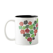 Grün u. Rosen-Blumenkaffee-Tasse