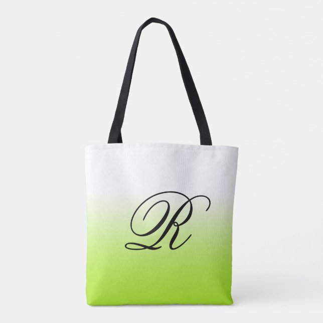 Grün über jeder Farbe mit Monogramm Tasche (Rückseite)
