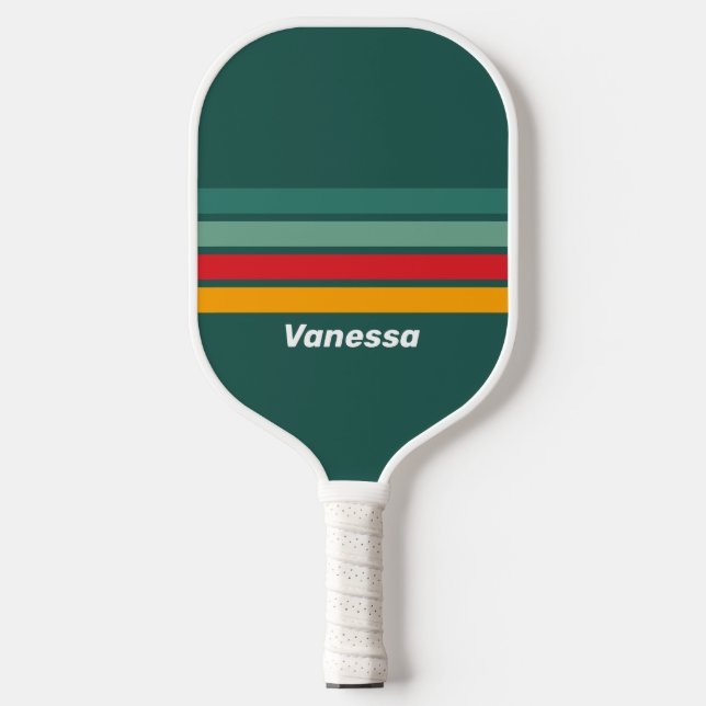 Grün über Streifen mit Namen Pickleball Schläger (Vorderseite)