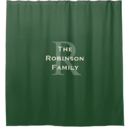 Grün und Beige Familienname Monogramm Duschvorhang