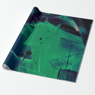 GRÜN UND BLAU ABSTRAKTE MALEREI GESCHENKPAPIER