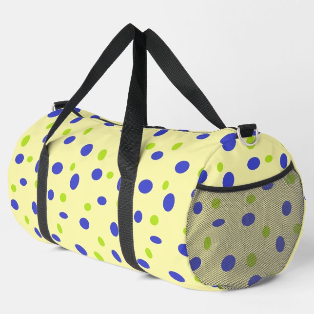Grün und Blau auf gelben Punkten Duffle Bag (Rechte Ecke)