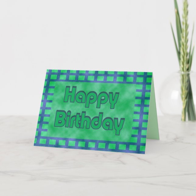 grün und blau Happy Birthday Karte (Vorderseite)