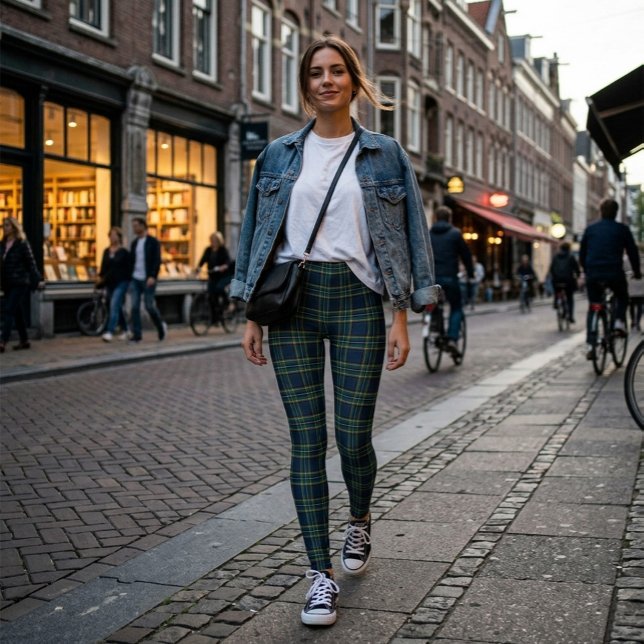 Grün und Blau karierte gemusterte Leggings (Von Creator hochgeladen)