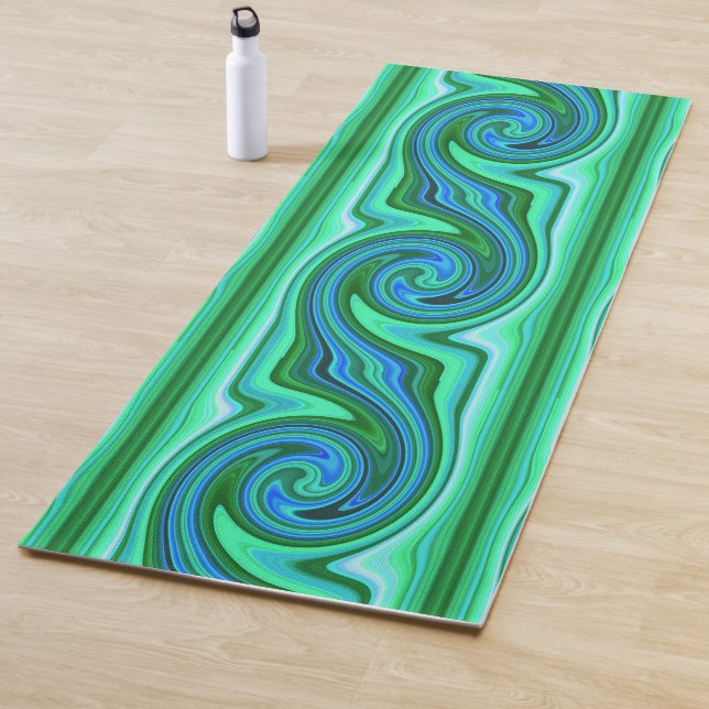 Grün und Blau Swirl - Coole Abstrakte Psychedelik Yogamatte (Beispiel)