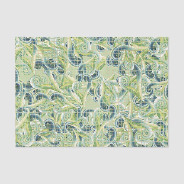 Grün und Blau Swirl Seidenpapier (Vorderseite)