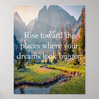 Grün und Blau Verborgener Alpiner Berg Motivierend Poster