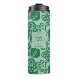 Grün und Blau Vibranu und feines Blumenmuster Thermosbecher