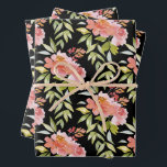 Grün und Blumen auf schwarz Geschenkpapier Set<br><div class="desc">Die schwarzen Wappenpapierbögen sind mit hübschen rosa und roten Blume in Aquarellfarben und elegantem Grün gestaltet. PASSENDE Artikel in unserem Geschäft.</div>