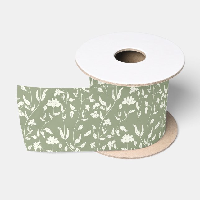 Grün und creme Hochzeitsflorband Satinband (Spule)