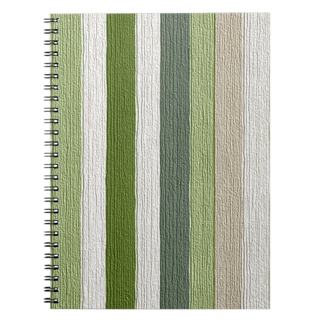 Grün- und cremefarben gestreiftes Muster Notizblock (Vorderseite)