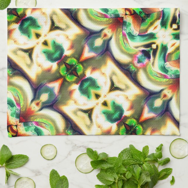 Grün und farbig mit grobem Glas-Stil Geschirrtuch (Gefaltet)