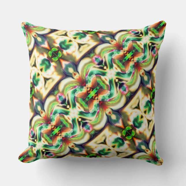 Grün und farbig mit grobem Glas-Stil Kissen (Vorderseite)