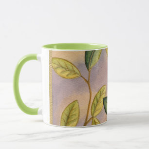 Grün und Gelb Blätter im Hintergrund Tasse