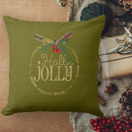 Grün und glänzend Gold Holly Jolly Weihnachten Kissen