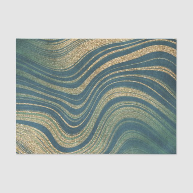 Grün und Gold-Agate/Marmor Seidenpapier (Vorderseite)