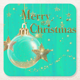 Grün und Gold Frohe Weihnachten Papier Untersetzer