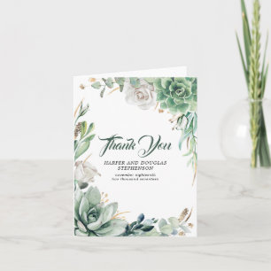 Grün und Gold Hochzeits-Dankeschön Dankeskarte