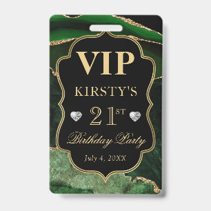 Grün und Gold Marmor Glitter Achat Geburtstag VIP Ausweis