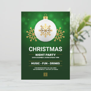 Grün und Gold Modernes Weihnachts-Party Einladung
