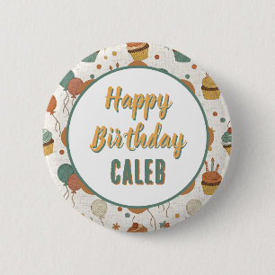 Grün und Gold Persönliches Happy Birthday Button
