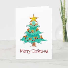 Grün und Gold Weihnachtsbaum Grußkarte Karte