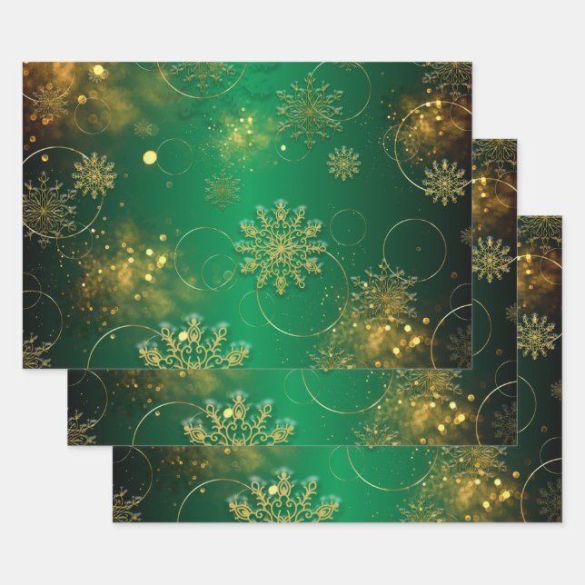 Grün und Gold Weihnachtswunder Geschenkpapier Set (Set)