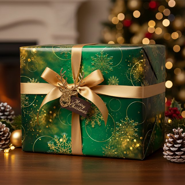 Grün und Gold Weihnachtswunder Geschenkpapier Set (Von Creator hochgeladen)