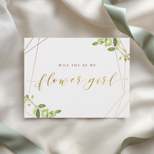 Grün und Gold Wirst du mein Blumenmädchen sein? Einladungspostkarte