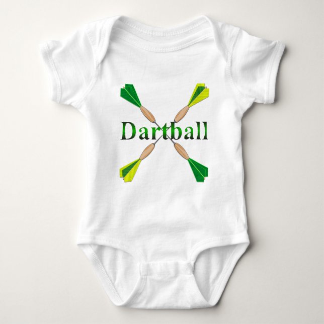 Grün und GoldDartball Pfeile Baby Strampler (Vorderseite)