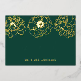 Grün- und Goldfolienblumenhochzeit Dankeschön Kart Folieneinladung