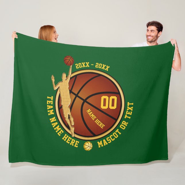 Grün und Goldjungenbasketball ältere Fleecedecke (Beispiel)