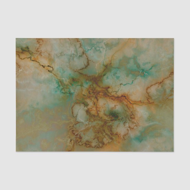 Grün und Goldmarmor Seidenpapier (Vorderseite)