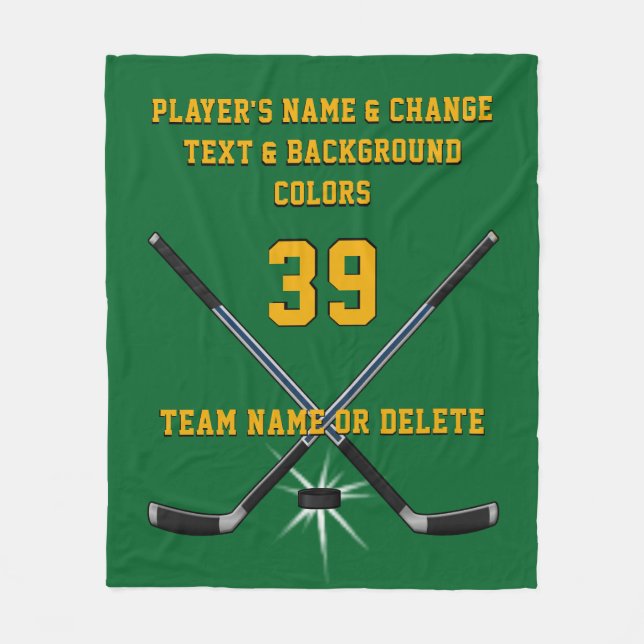 Grün und Goldpersonalisierte Hockey-Decke Fleecedecke (Vorderseite)