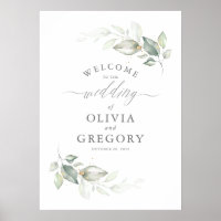Grün und Goldrand Elegante Hochzeit Willkommen