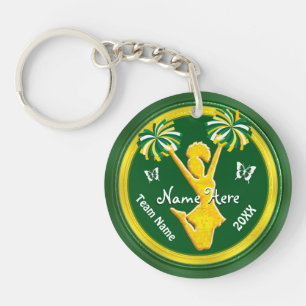 Grün und Goldsuper niedliche Cheerleader-Geschenk Schlüsselanhänger
