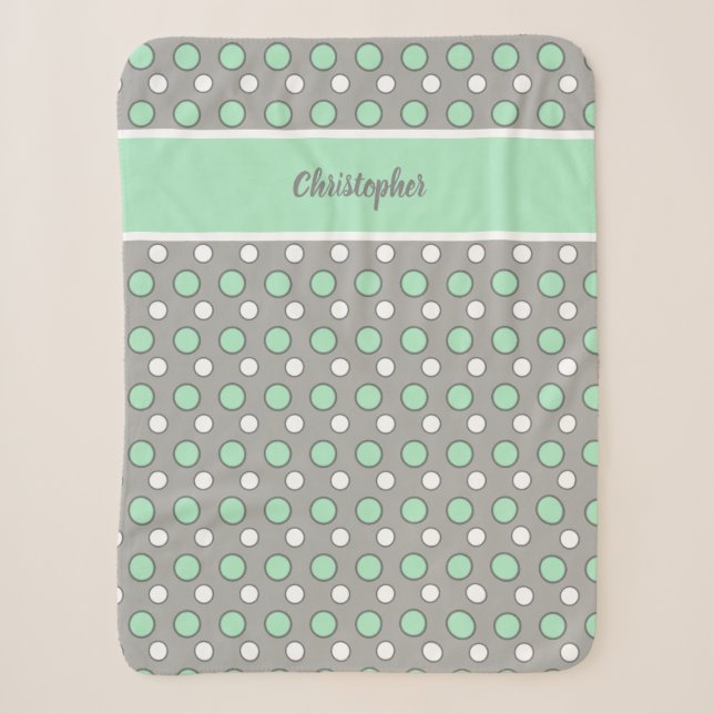 Grün und Grau mit Polka-Punkten und Namen Sherpadecke (Vorderseite)
