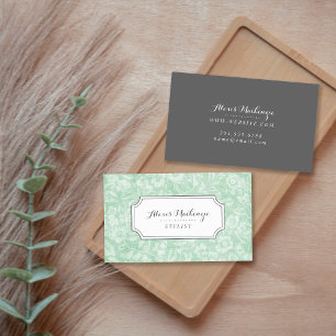 Grün und Grau Vintage-Blumenmuster Visitenkarte