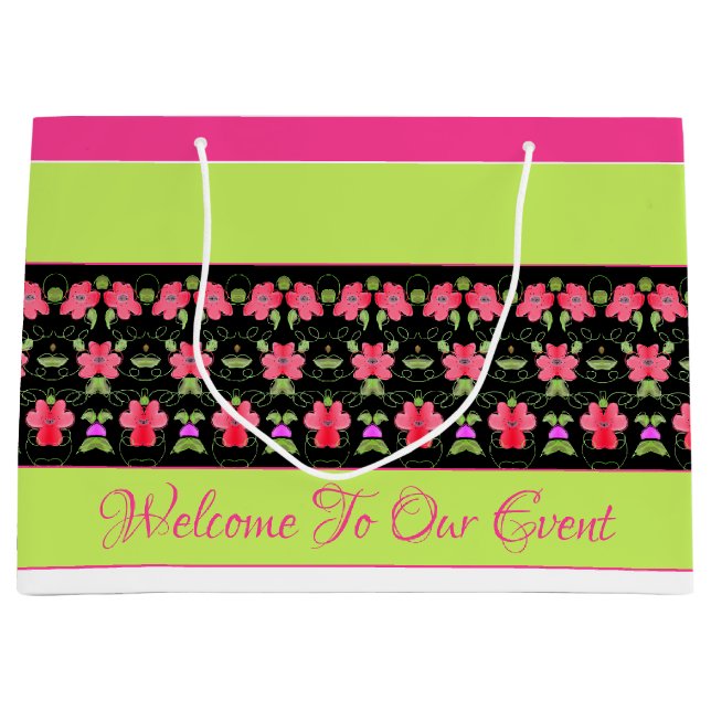 Grün und hell rosa große geschenktüte (Vorderseite)