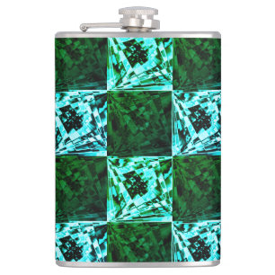 Grün und Himmelblau Schach oder Zyan mit Rechteck Flachmann