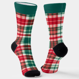 Grün und Karierte Weihnachtssocken mit Namen Socken